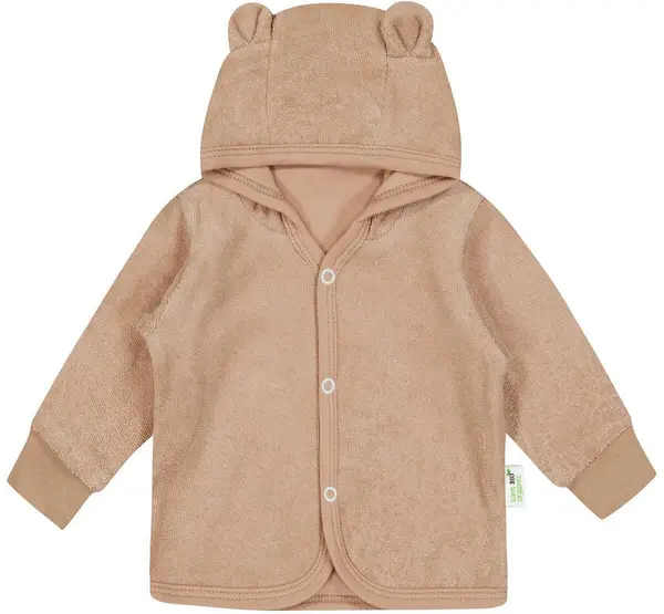 Pulover cu urechi pentru copii Bio Baby - 80 cm, 9-12 luni, maro frotte