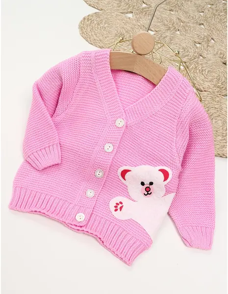 Pulover HIDEN BEAR roz-alb