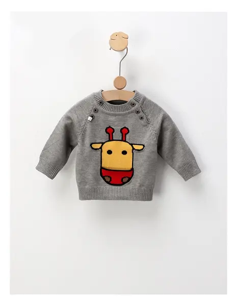 Pulover Mohair, cu Girafa, gri