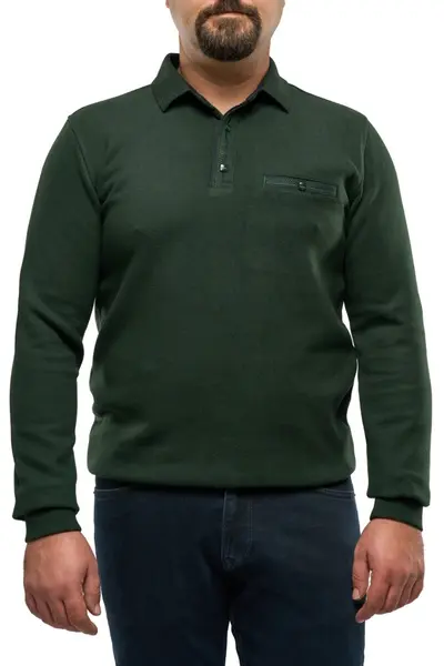 Pulover polo barbati, Ethan, verde forest (Marime pulover: L)