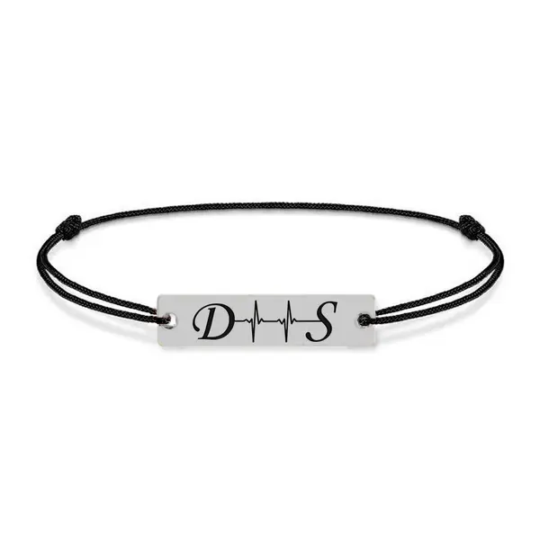 Pulse - Bratara din argint personalizata cu initiale si puls