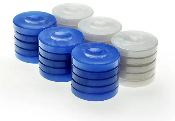 Puluri de table Manopoulos - Din acril cu efect sidefat, albastru/alb (36 mm)