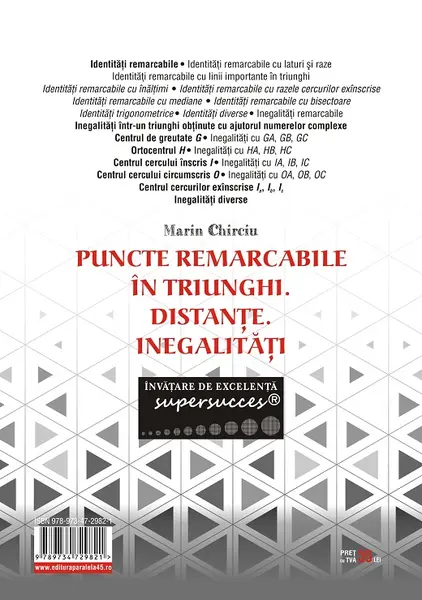 Puncte remarcabile in triunghi. Distante. Inegalitati | Marin Chirciu