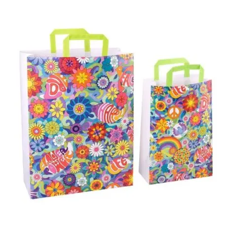 Punga de cadou copii din hartie flower power (Large, 90g)