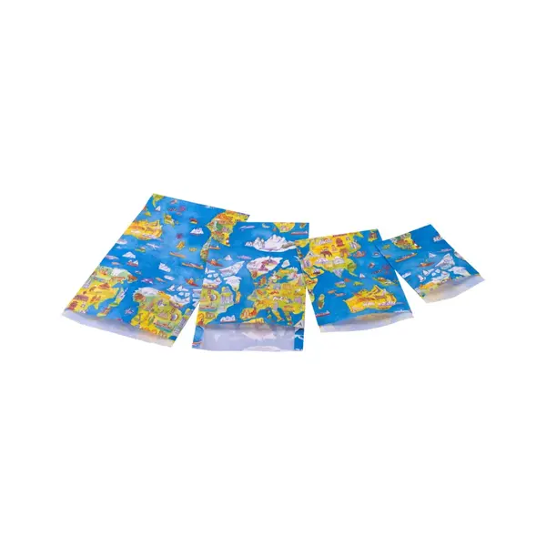 Punga de cadou din hartie pentru copii cu harta lumii cu inchidere tip plic,27x42+2 cm