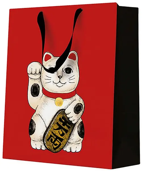 Pungă de cadou PAW - Maneki Neko, 20 x 25 x 10 cm
