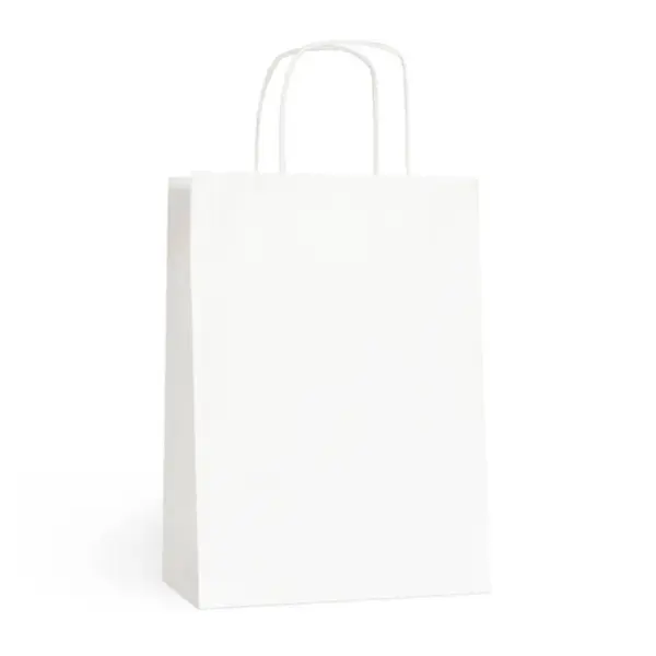 Punga din Hartie cu Maner Sfoara, Alba, 25 x 14 x 39 cm, 100 Bucati