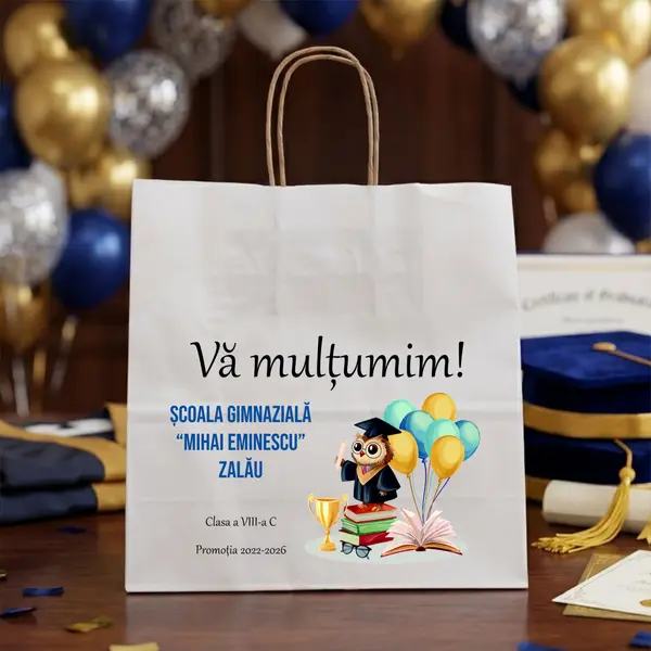 Punga din hartie pentru absolvire personalizata PHAP4 22X23X9 cm