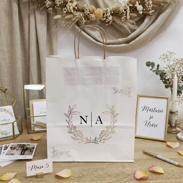 Punga din hartie pentru nunta personalizata PHNP1 25X31X11 cm