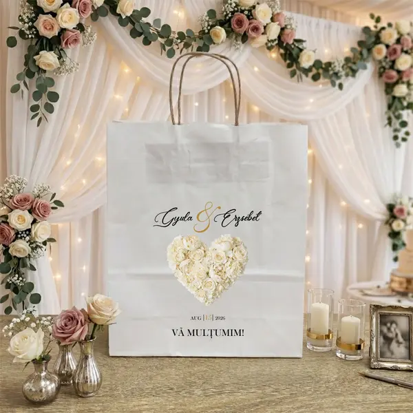 Punga din hartie pentru nunta personalizata PHNP4 25X31X11 cm