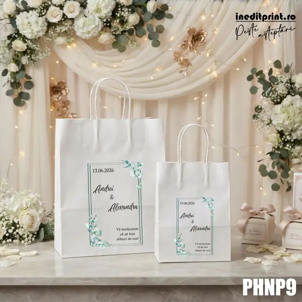 Punga din hartie pentru nunta personalizata PHNP9 25x31x11 cm