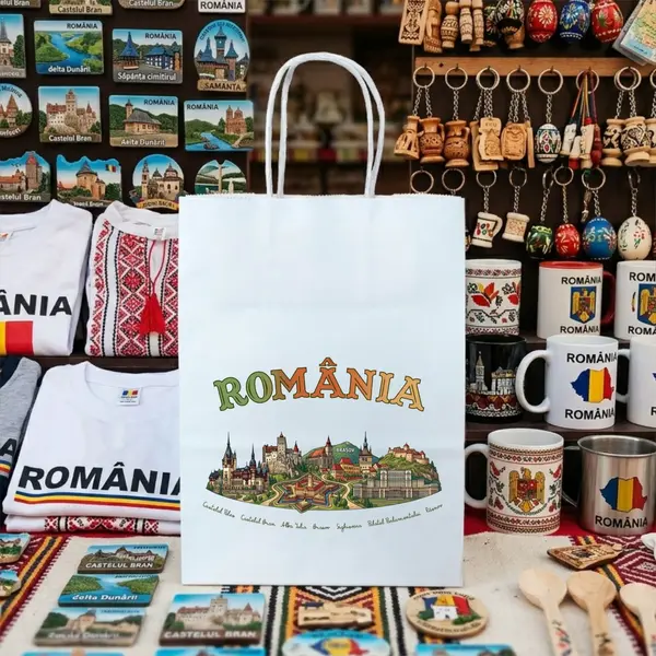 Punga din hartie Romania SVR135 16x22x8 cm