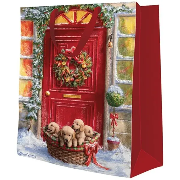 Pungi Cadou Mari, Basket With Puppies, Craciun, 30 x 41 x 12 cm, Perfecto