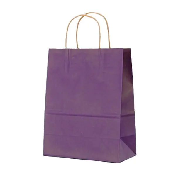 Pungi din Hartie cu Manere, Lila, Interior Natur, 25 x 14 x 30 cm, 100 Bucati