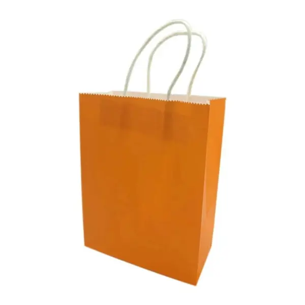 Pungi din Hartie cu Manere, Portocaliu, Interior Alb, 25 x 14 x 30 cm, 100 Bucati