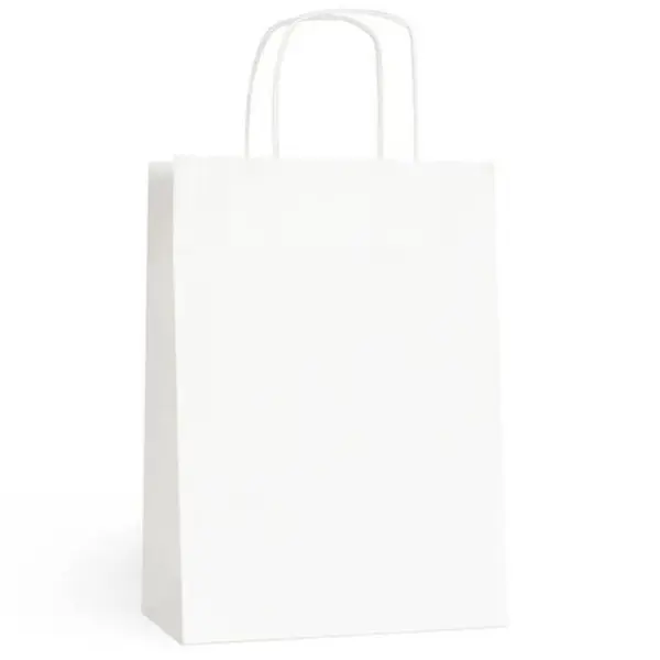Pungi Hartie, Albe XL cu Maner Sfoara, 43 x 16 x 47 cm, 100 Bucati