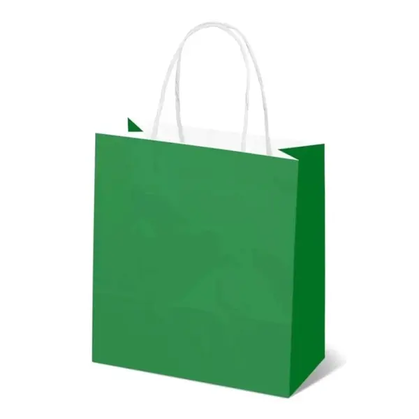 Pungi Hartie cu Manere Rasucite, Biodegradabile, Verde Inchis, 16 x 9 x 21 cm, 100 Bucati