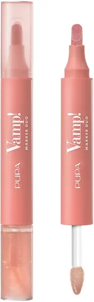 Pupa Vamp! Creion și luciu de buze 2 în 1, 002 Frozen Rose, 4 ml