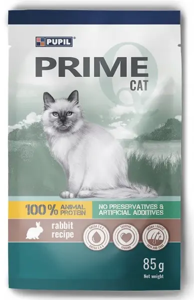 PUPIL PRIME Plic, Hrană umedă pentru pisici, cu Iepure 85g