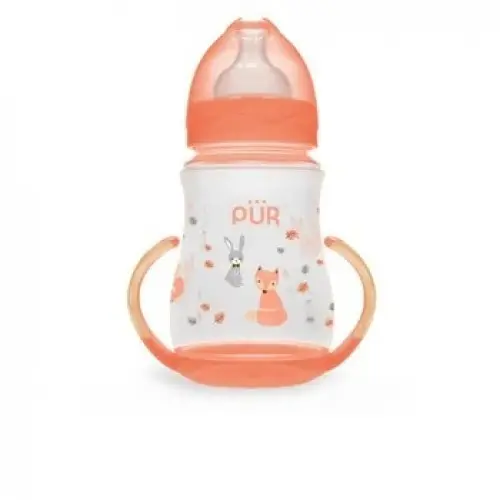 Pur biberon cu gura larga, desen si manere +6 luni, 250ml (9023) Zephyr Labs