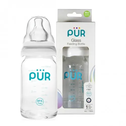 Pur biberon din sticla cu rezistenta la soc termic, 130ml (1202) Zephyr Labs