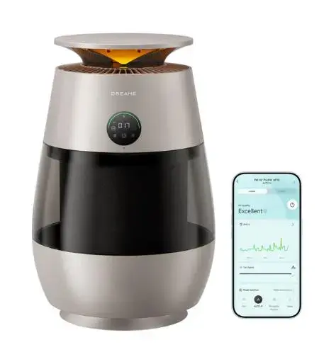 Purificator de aer Dreame Smart Home Pet AP10 CVF61A, Colectare 360, Display intuitiv, 4 moduri smart (Argintiu)