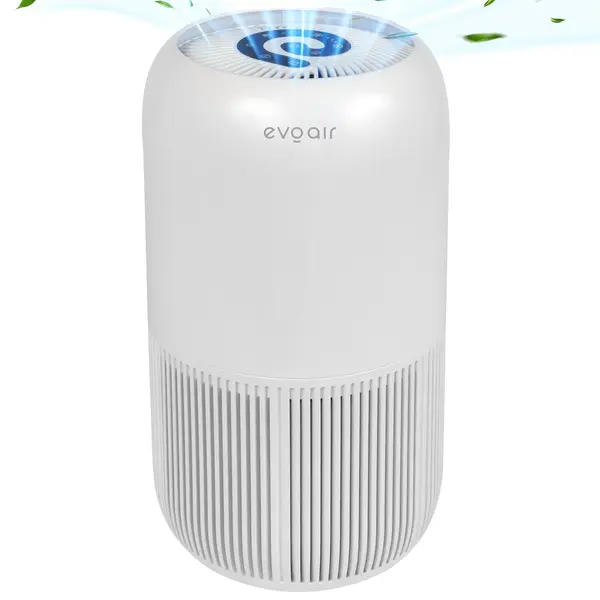 - Purificator de aer Evoair, YuvoSpin, Lampă UV-C, Filtru 3in1, True Hepa, Carbon Activ, Pre-filtru, 4 viteze, Funcție Polen/Animale, Mod Noapte, Blocare Ecran, Lumină Ambientală, Alb