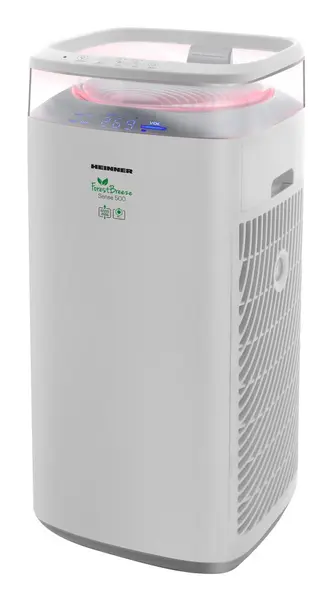 Purificator de aer Heinner HPA-M500, 500 m³/h CADR, filtru HEPA 13, ionizare, afisaj calitate aer, mod Auto & Silentios, 3 viteze, 35W, 35–60 m², alb/argintiu