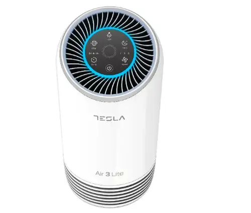 Purificator de aer Tesla Air 3 LITE, CADR 110 m3/h, Indicator filtru, Sleep Mode, Timer, Filtru HEPA+Carbon Activ, Alb