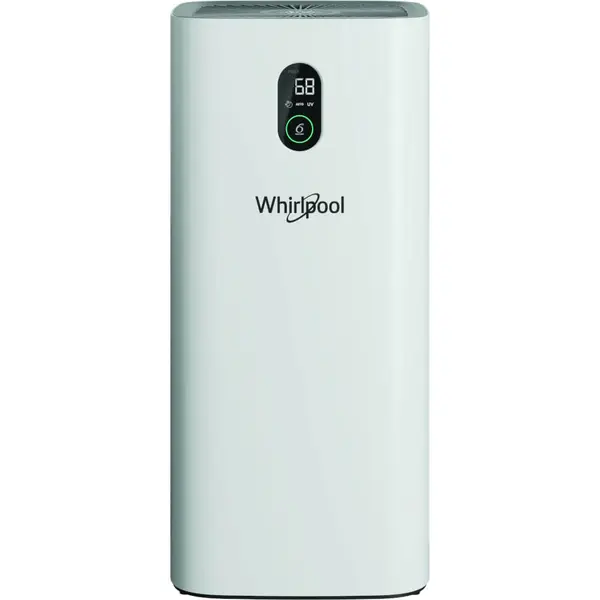 Purificator de aer Whirlpool AP330W, Control Touch, 33 W, Display LCD, Sistem triplu de litrare, 300 m³/h, Filtru Hepa, Nivel zgomot 61 dB, Alb