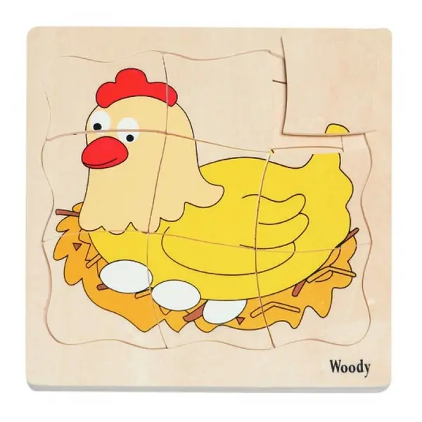 Puzle multistrat din lemn Woody - Ou si gaina