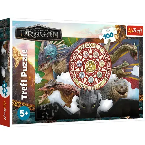 Puzzle 100 elemente, Smoki in actiune, 5 ani+, Multicolor