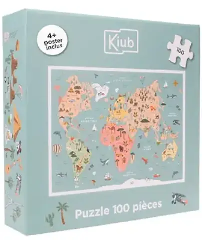 Puzzle 100 piese - Carte du monde | Kiub