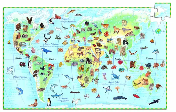 Puzzle 100 piese - Observation - Animalele Lumii | Djeco