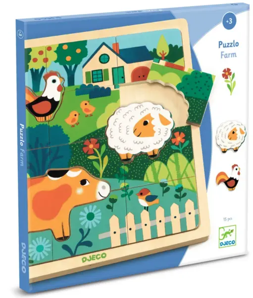 Puzzle 15 piese - Animale de la ferma | Djeco