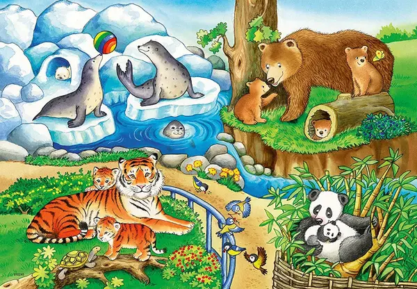 Puzzle 2x12 piese - ZOO | Ravensburger