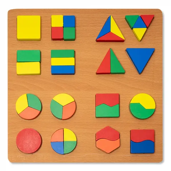 Puzzle 3D din Lemn cu Forme Geometrice Colorate Montessori - Nurio