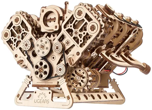 Puzzle 3D din lemn Ugears din 776 piese - Motor V8