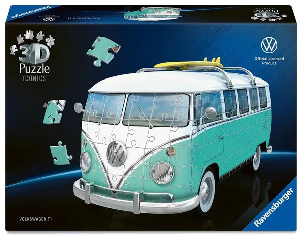 Puzzle 3D Ravensburger din 162 piese - Volkswagen T1 Bulli, Chrome Edition
