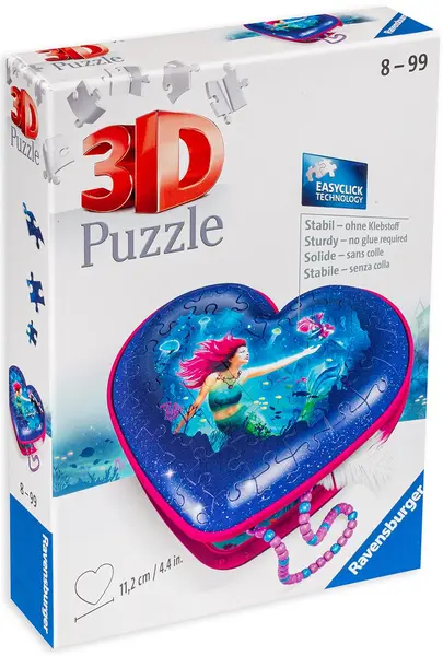 Puzzle 3D Ravensburger din 54 de piese - Sirenă, cutie de bijuterii