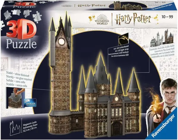 Puzzle 3D Ravensburger din 540 de piese - Harry Potter: Castelul Hogwarts, Turnul Astronomic
