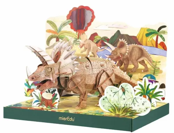 Puzzle 3D reglabil 191 piese - Triceratops - Deluxe | MierEdu