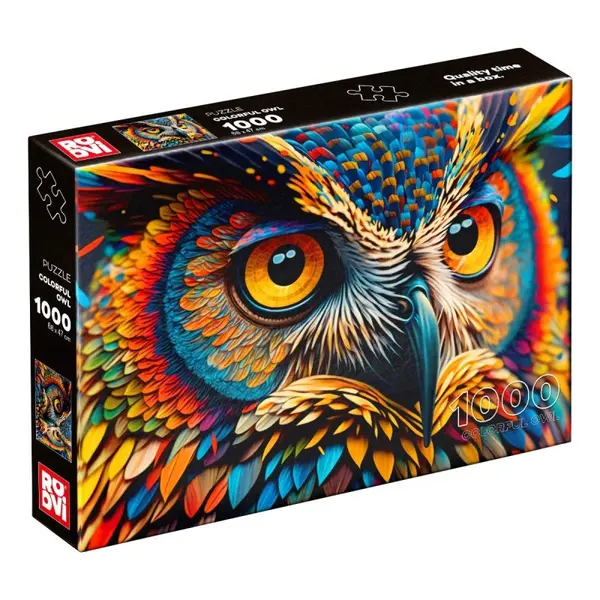 Puzzle Adulti, Bufnita Colorata, 1000 Piese, Roovi