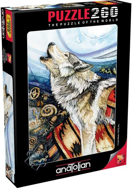Puzzle Anatolian din 260 de piese - Lup urland, Lynn Bean