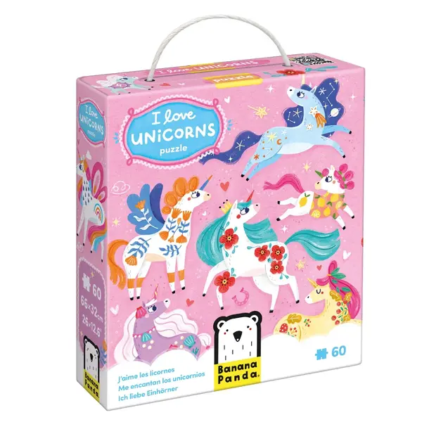 Puzzle Banana Panda, I love Unicorns, 60 piese