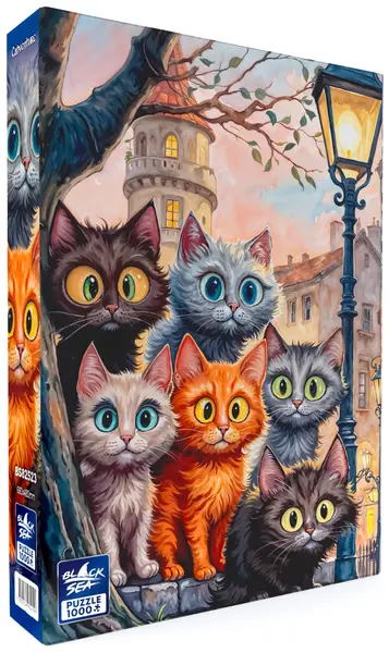 Puzzle Black Sea din 1000 piese - Aventură cu pisici