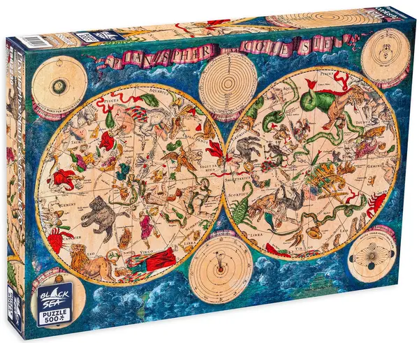 Puzzle Black Sea din 500 de piese - Harta cerului, 1670, Frederick de Witt