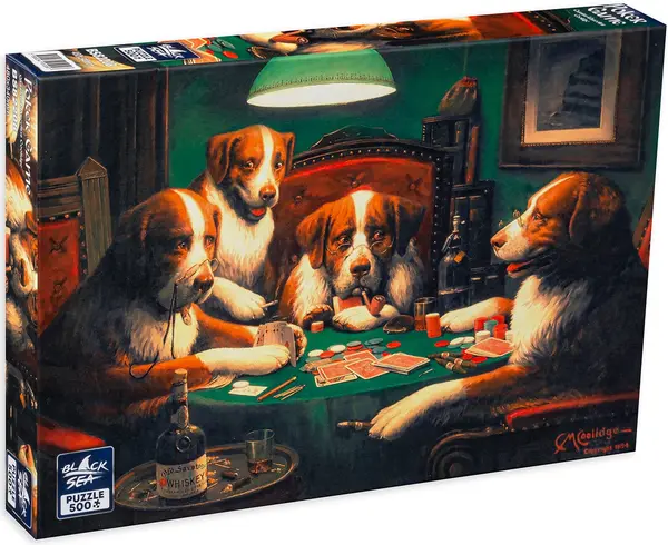Puzzle Black Sea din 500 de piese - Un joc de poker, C. M. Coolidge