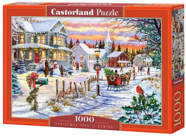 Puzzle Castorland din 1000 piese - Vine bradul de Crăciun
