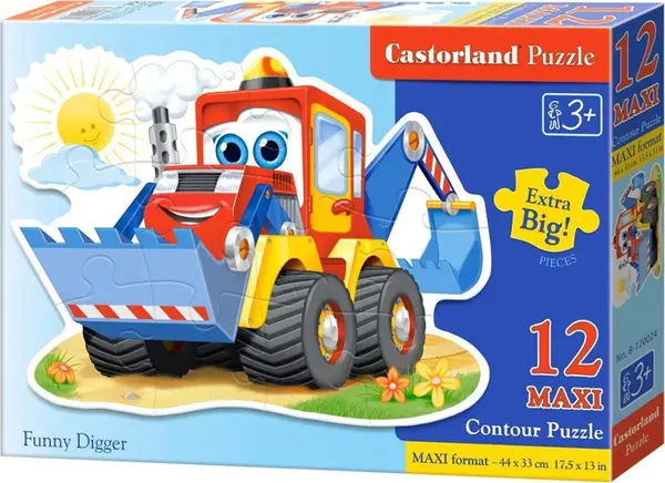 Puzzle Castorland din 12 XXL de piese - Excavator amuzant